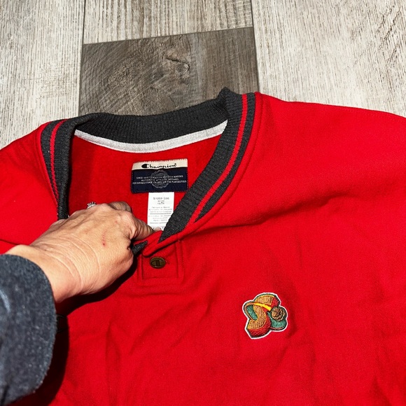 VINTAGE CHAMPION NBA SEATTLE SUPERSONICS ORBIT crewneck red gray sweatshirt - Picture 7 of 8